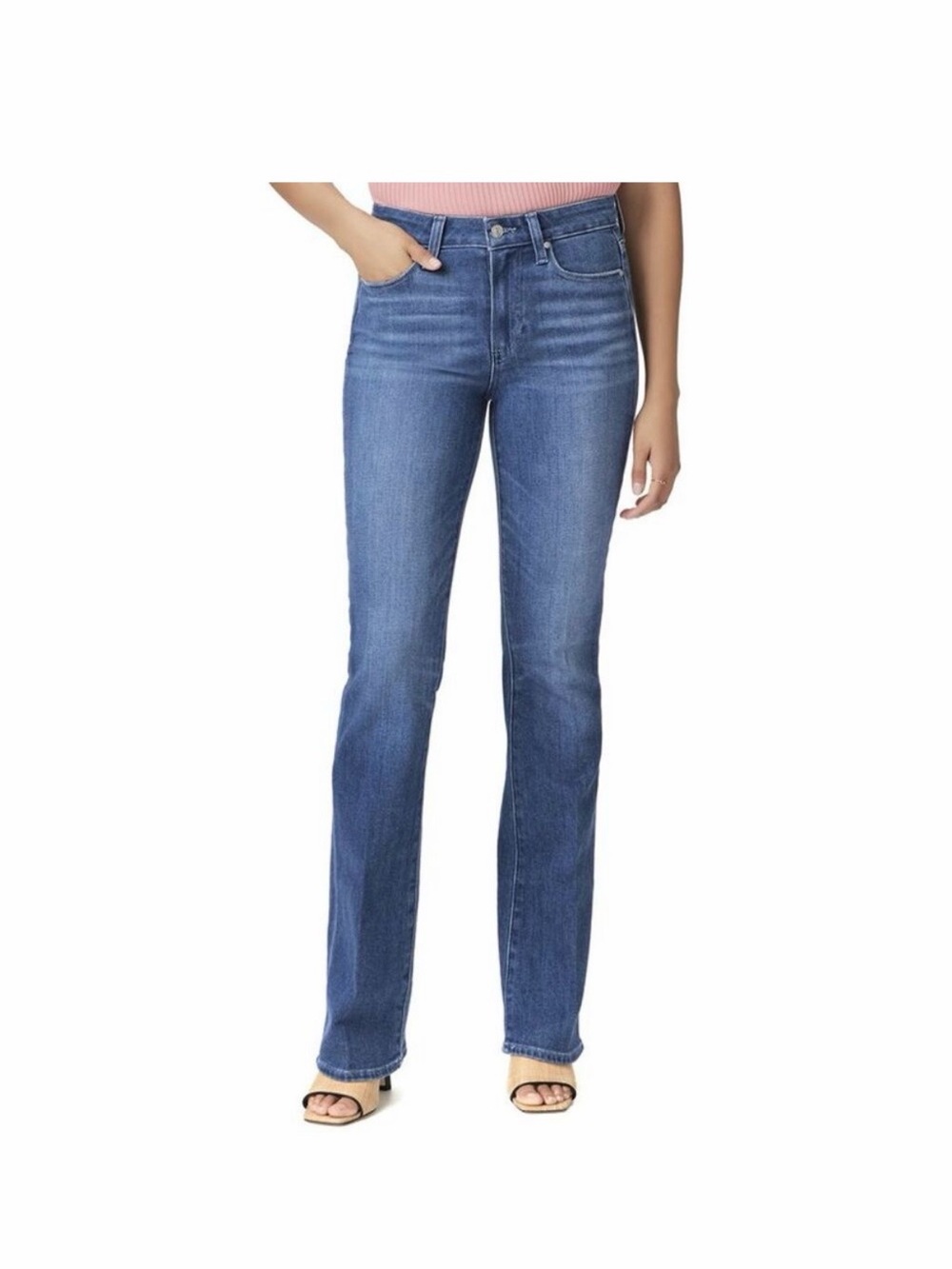 PAIGE High Rise Manhattan Boot Cut Jeans - Stardom color